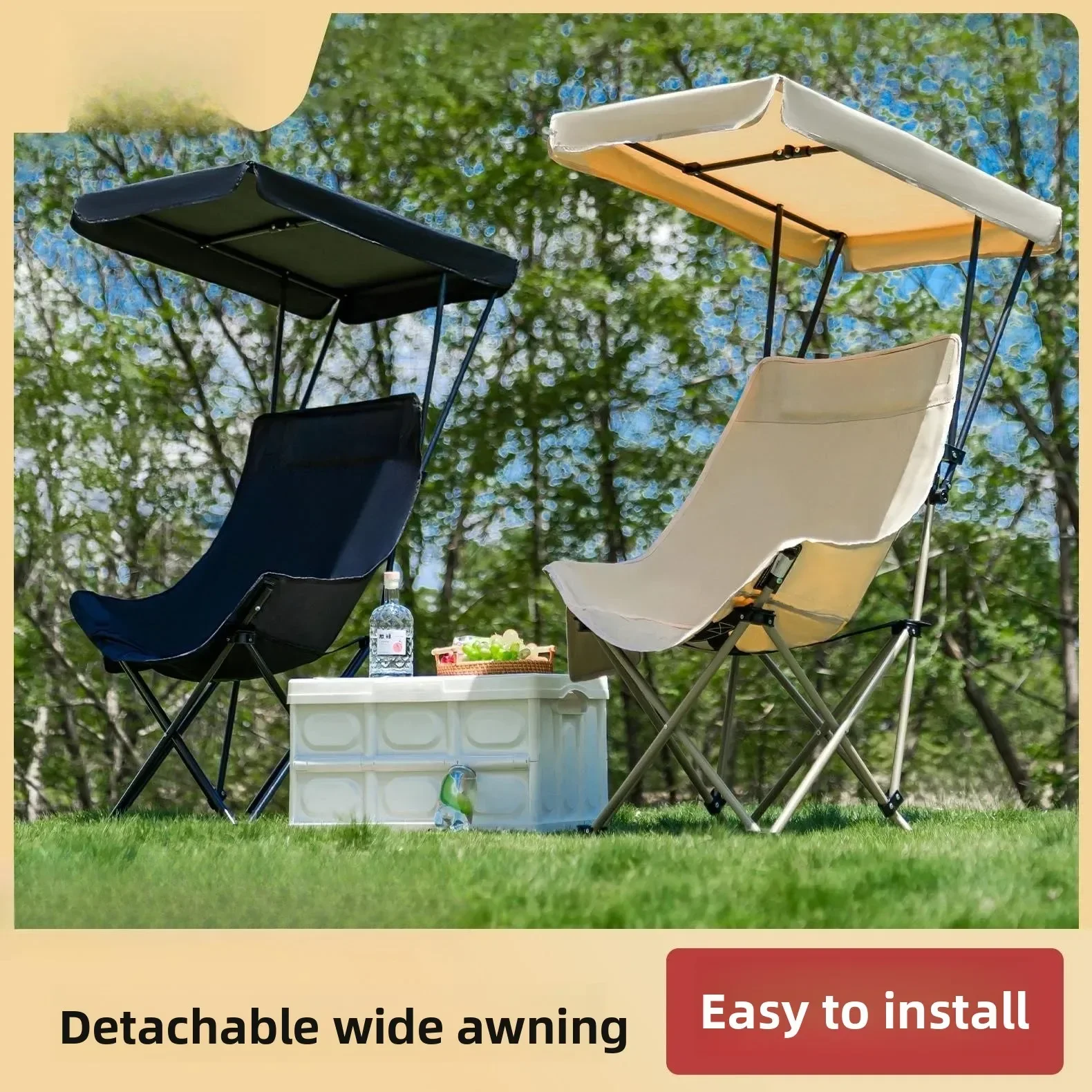 Outdoor Folding Chair with Umbrella High Back Moon Chair Shade with Ceiling Portable Fishing Camping Beach Chair  Factory Direct Wholesale, Affordable Bulk Price Cost-effective Bulk Price