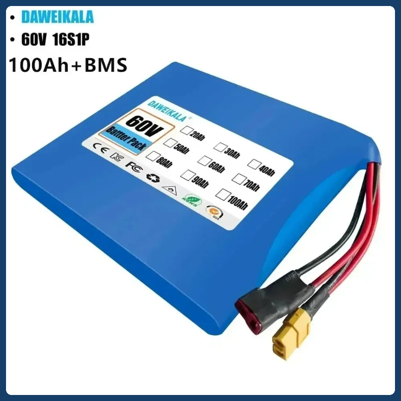 

New 16S1P 60V 100000mAh lithium battery pack, electric balance car torsion car 60V battery 67.2V 100Ah universal battery
