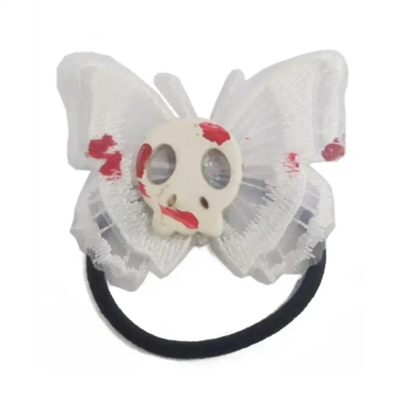 

R1WE Elastic Hair Rope Punk Skeleton Scrunchy Ponytail Hair Clips for Girls