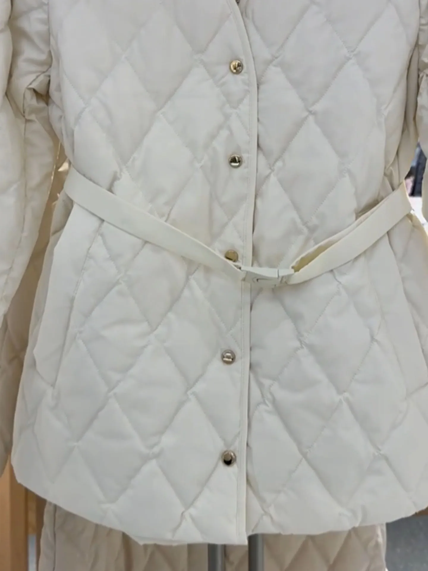 Ele White Puffer Jaet feminino inverno Faion cintura alta gola aba calor premium agasalhos poliéster leve