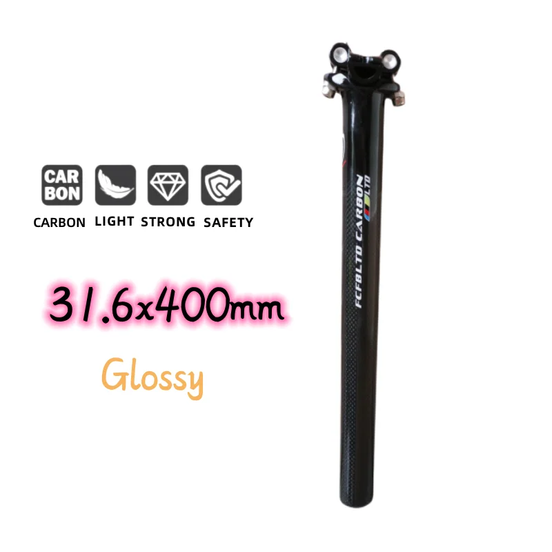 FCFB karbonowa sztyca Offset 0mm MTB sztyca rowerowa Carbon Black sztyca 25.4/27.2/30.8/31.6*350/400mm akcesoria rowerowe — zdjęcie 6