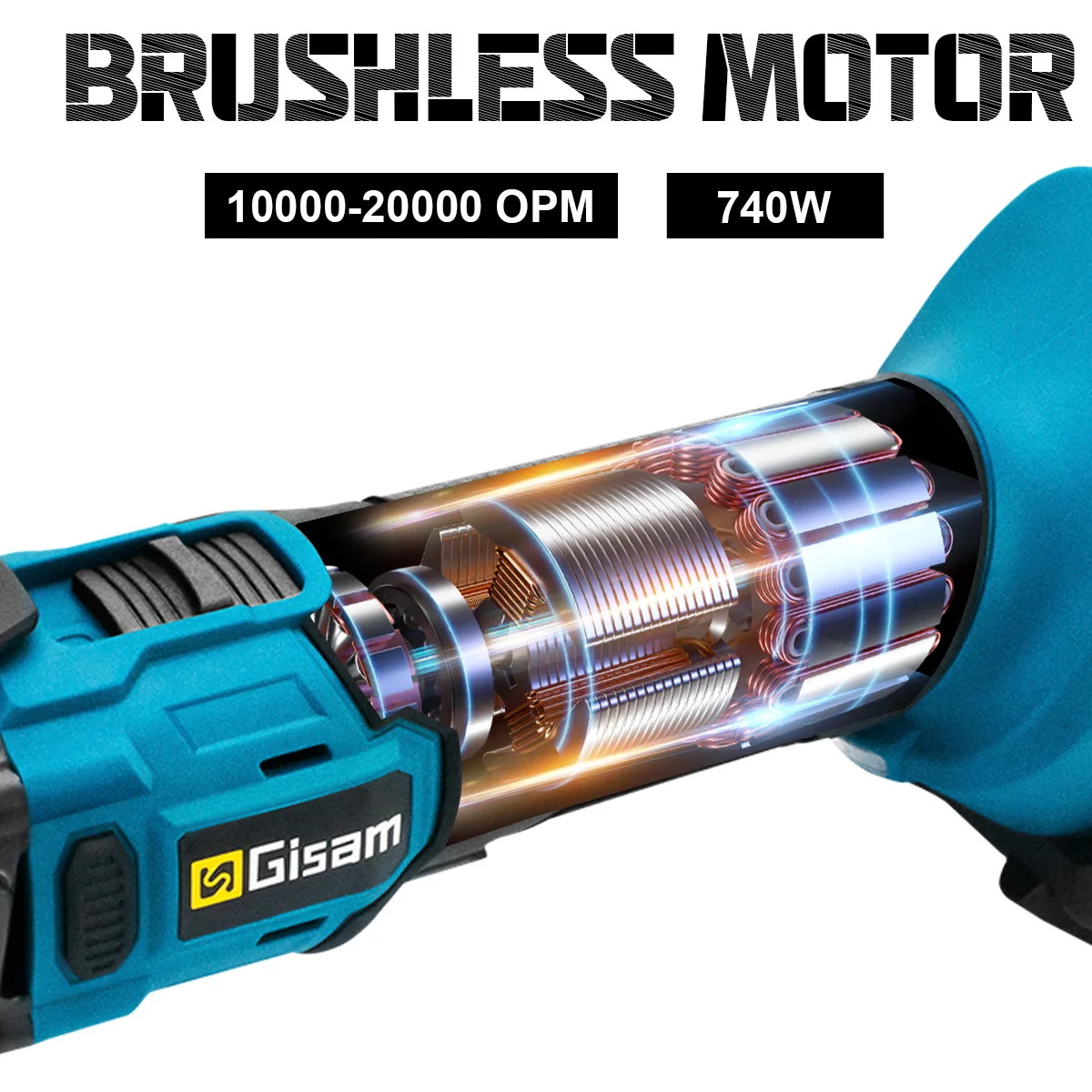 Gisam 20000OPM Brushless Oscillating Multi Tools Function Tool 6Gears Electric Saw Trimmer Shovel for Makita 18V Battery Pin