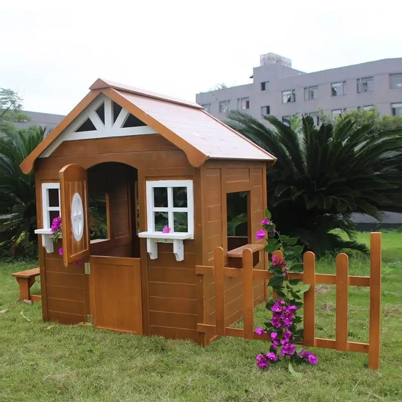 Outdoor wooden house assembly preservative wood children's house game toddler 005 small slide tree house movable tree garden sma