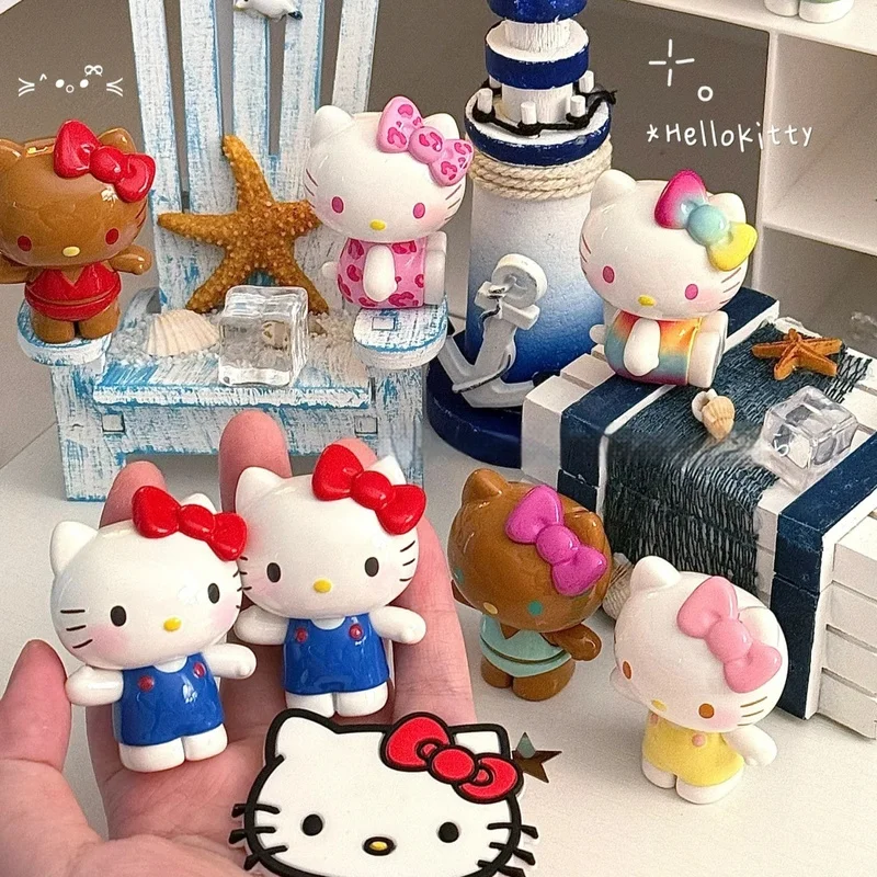 Nuovo Hello Kitty Summer Rainbow Candy Series Blind Box Mini Kawaii Action Figures Decor Borse a sorpresa Ornamenti Regali da collezione
