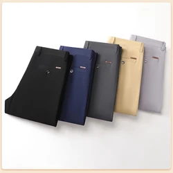 New Four Seasons Mens Cotton Casual Pants Clothing Solid Color Straight Business Loose Male Classics Brand Slim Fashion Trousers