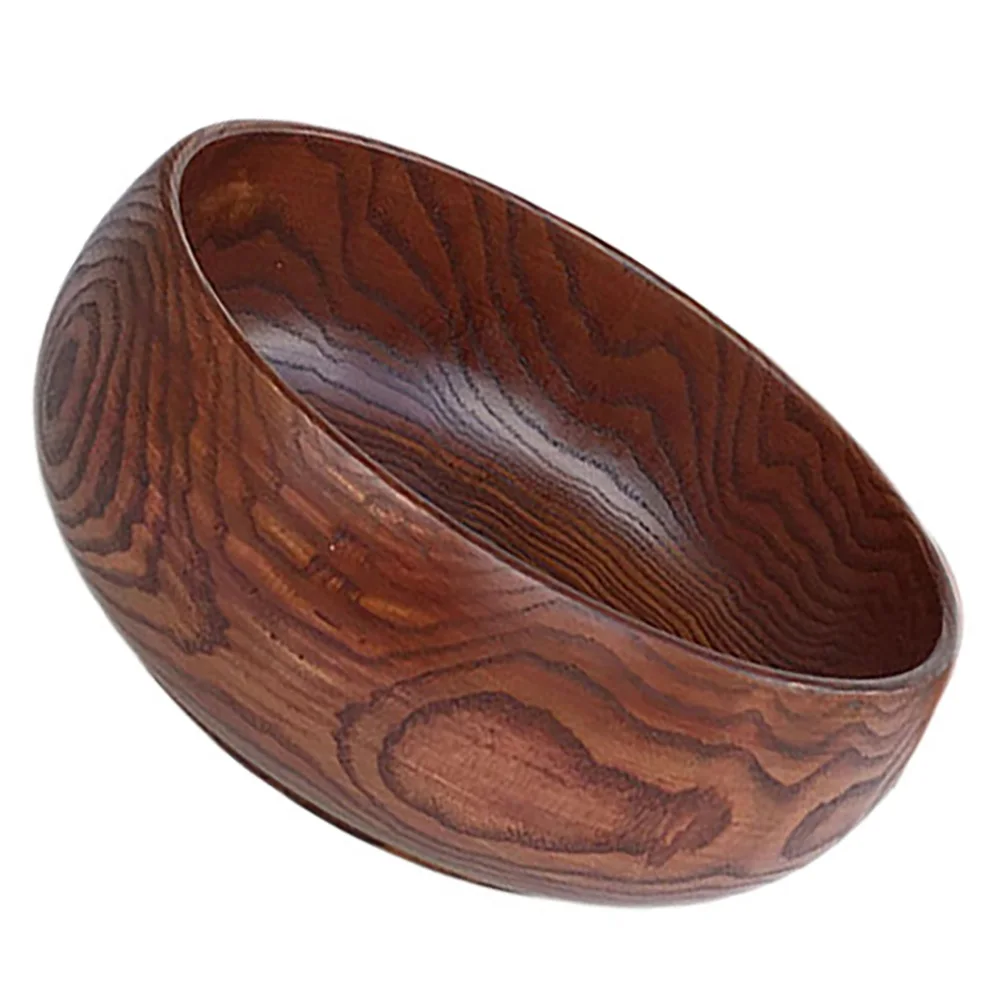 

1 pc Eco-Friendly Wooden Fruit Bowl Natural Wood Salad Bowl Food Serving Container for Dessert Soup Storage Kitchen Home