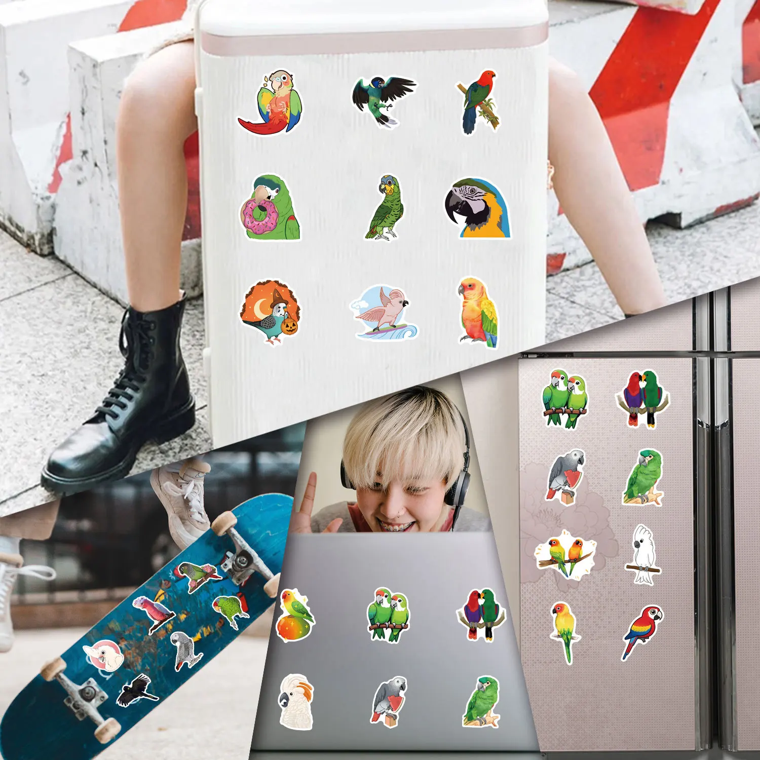 55 STKS Leuke Papegaai Huisdier Vogel Leuke Huisdier Vogel Cartoon Graffiti Decoratie Laptop Mobiele Telefoon Case Laptop Waterdichte Sticker Kinderen Speelgoed