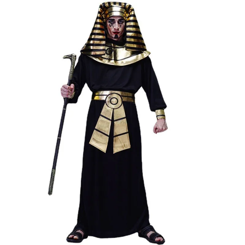 Męski strój faraona na Halloween, kostium króla, ubranie sceniczne, cosplay, tradycyjny chiński strój etniczny na występy sceniczne.