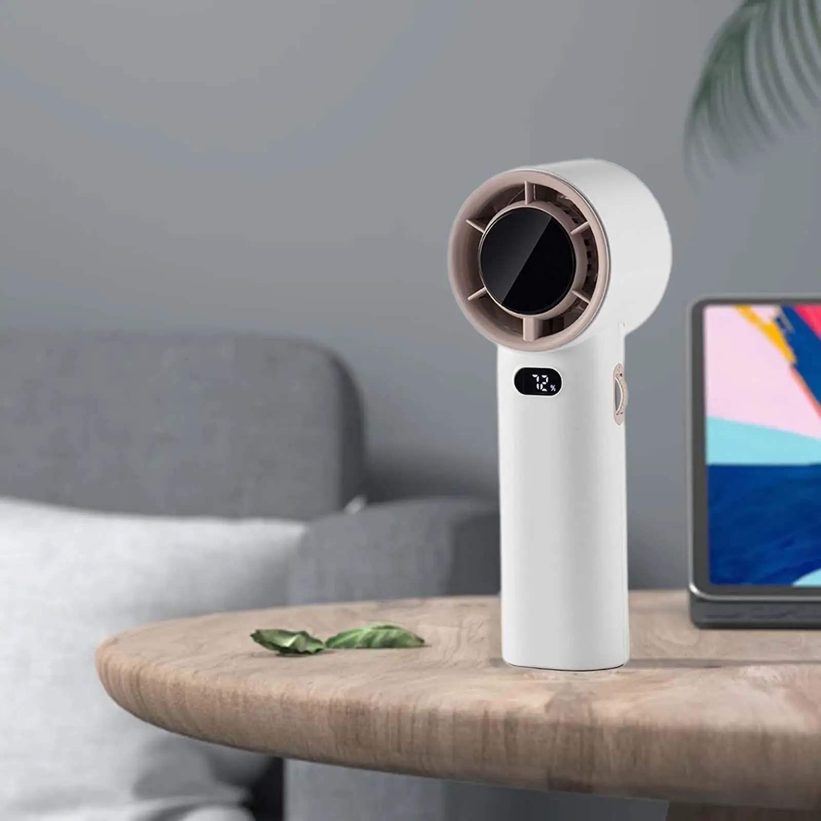 Mini Portable Fan Digital Display with Lanyard Low Noise Adjustable Speed Handheld Fan for Traveling Home Office Bedroom Kitchen