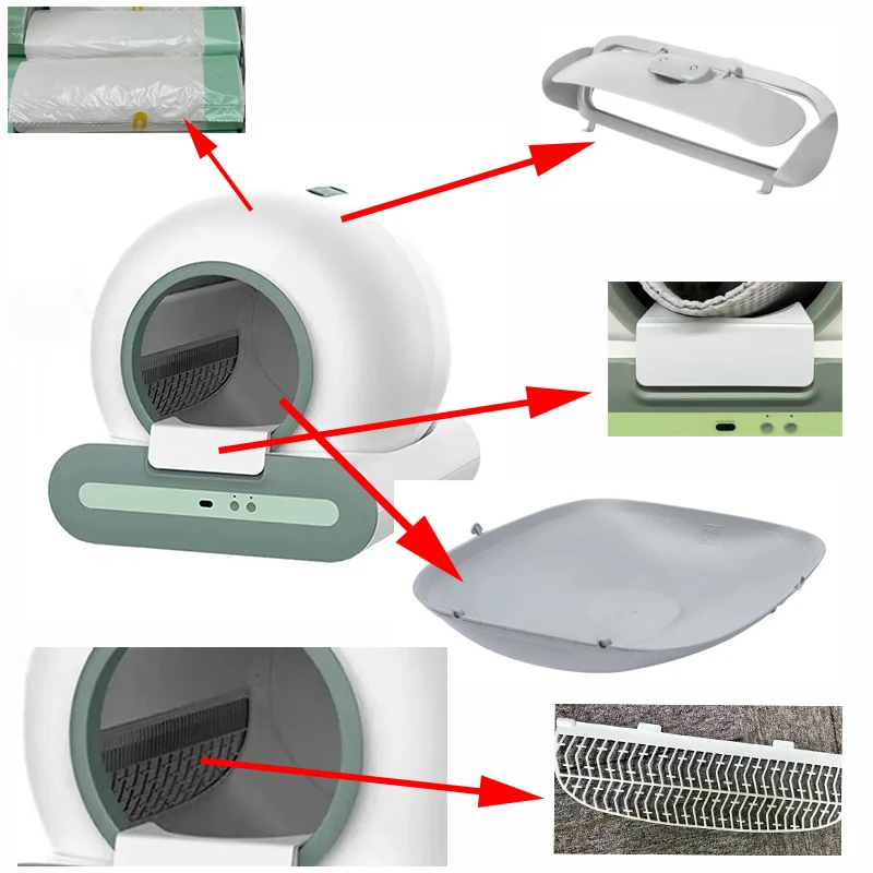 Special for TONEPIE Ti  65L+9L Automatic Cat Litter Box Accessories Bin Door Silicone Pad Screen Filter Trash Poop Bag Pedal