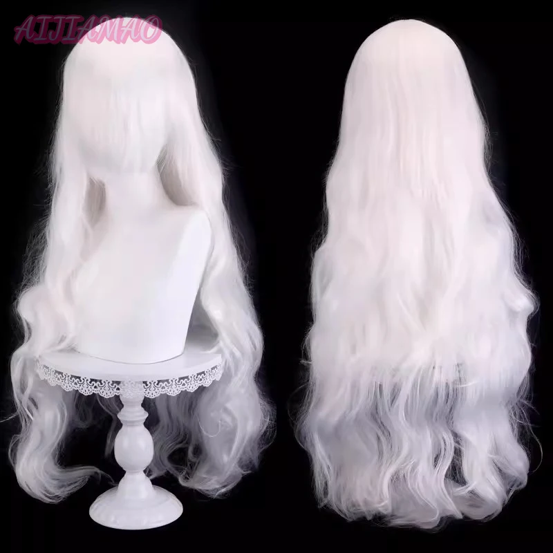 Multi-Color Lange Golvende Cosplay Pruik Met Full Pony Vrouwen Halloween 80Cm Krullend Synthetisch Haar Pruiken + Pruik Cap