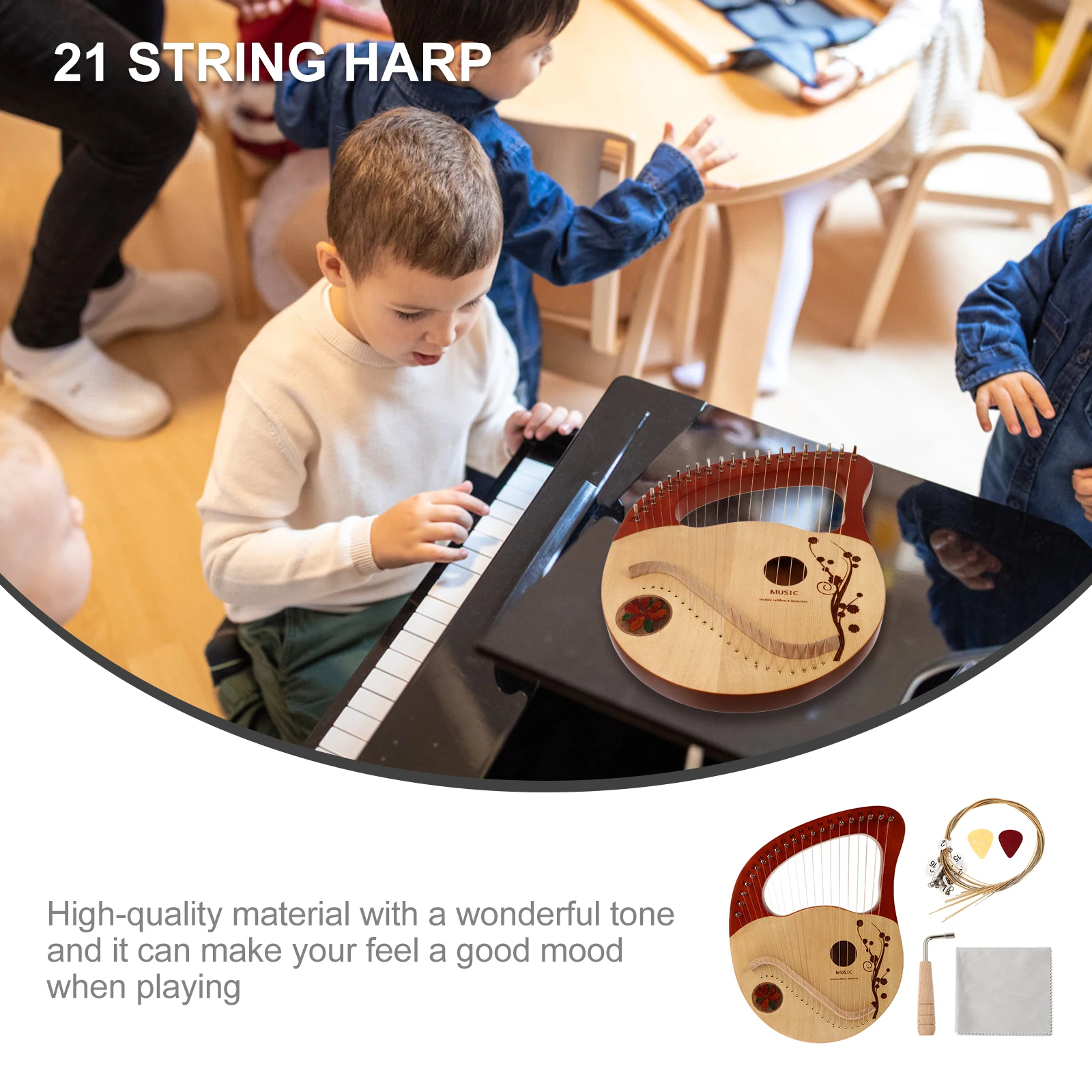 

Portable Harp Lyre 16 String 32 Strings Music Instrument Lira Jews Harfa Solid Wood