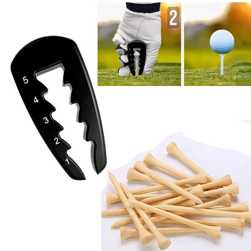 Adjustable Golf Tee Height Tool Precision Tee Height Setter Practice And Durable 100pcs Wooden 70mm Long Ball Holder Stable