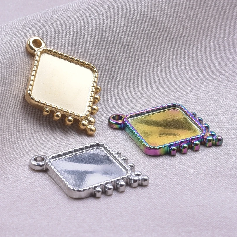 5 teile/los Edelstahl Runde Oval Herzförmige Tablett Anhänger Basis Einstellungen Charms DIY Schmuck Machen Liefert Halskette Ohrring – Detail 3