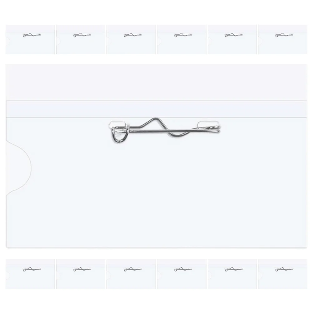 

1 set Clear Name Badge Holders Pin Style Plastic Badge Holder For Id Card Storage Pvc Name Tag Holder Horizontal