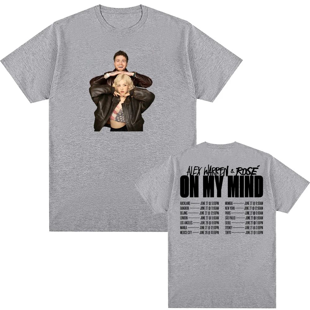 Alex Warren & ROSE - Koszulka On My Mind Okrągła 100% Bawełna Nowa Koszulka z Nadrukiem Graficznym Punkowa Koszulka Ropa Mujer Odzież T-shirty Top