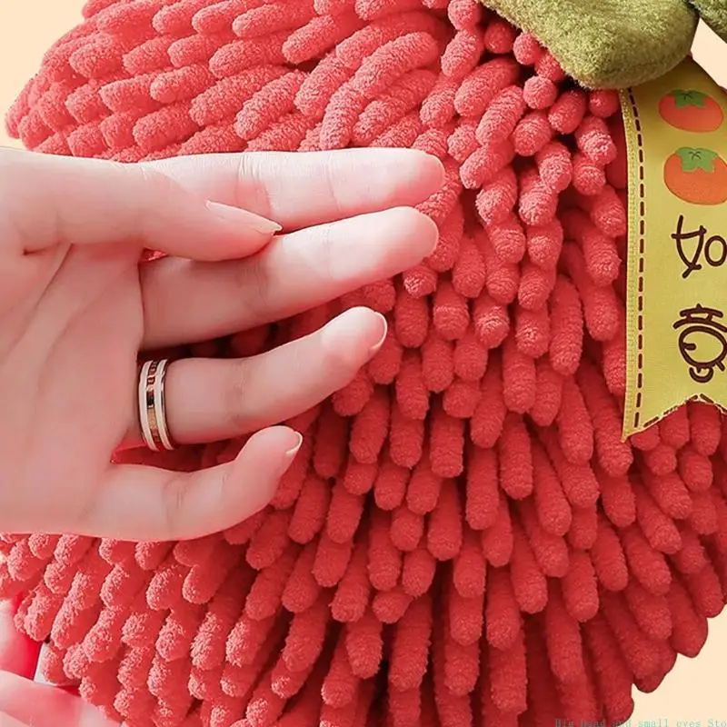 581C Chenille Hand Towel Kitchen Bathroom Hand Ball Hanging Loop Quick Drying Towel