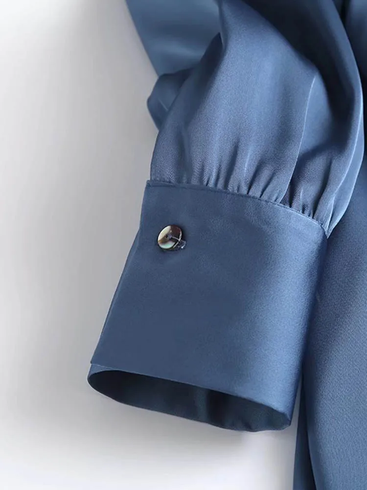 Moda outono: vestido midi de cetim elegante de manga comprida para mulheres, ideal para uso de escritório com design slash