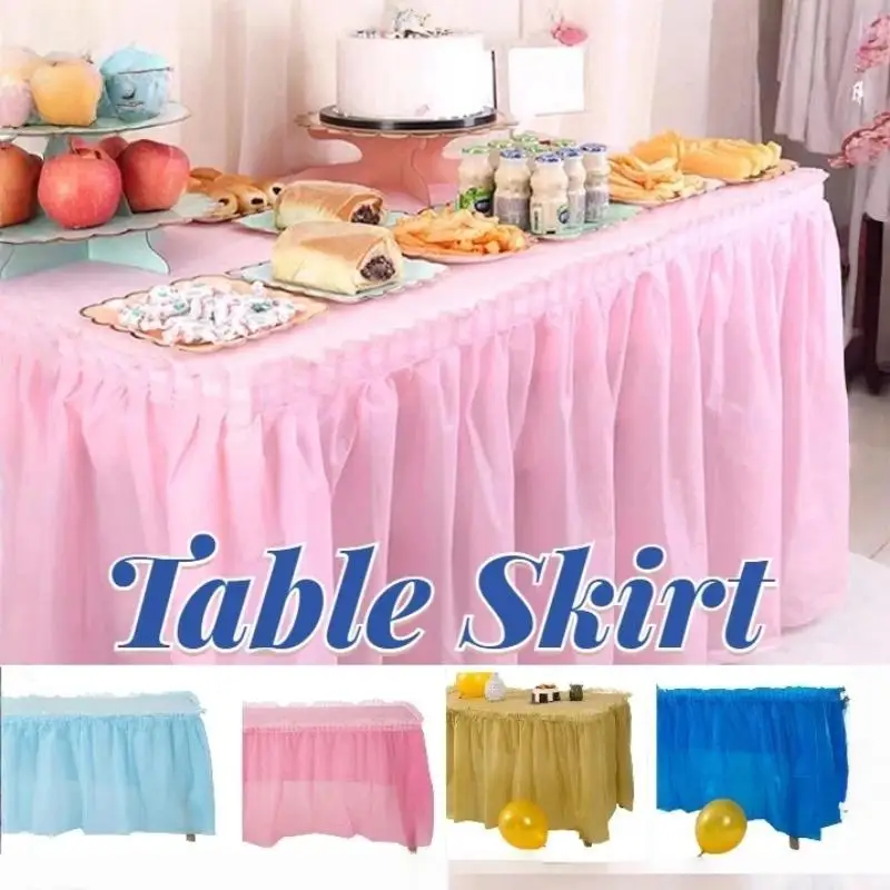 Disposable Table Skirt 2-Pack Easy to Install Table Cover for Friend Gathering Home Dinner Party Banquet Decor