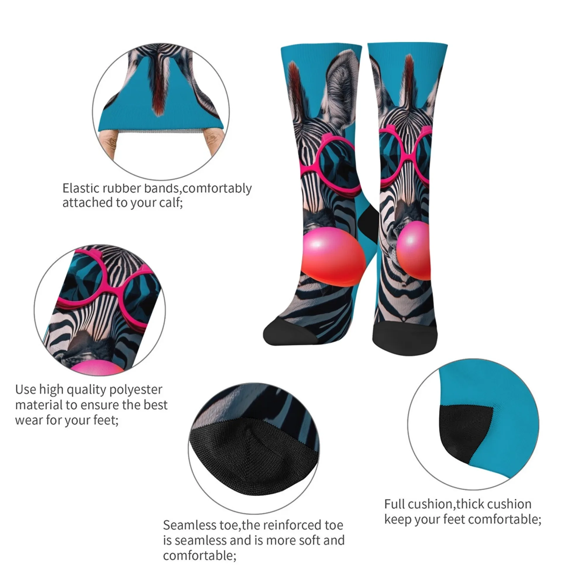 Novedad, calcetines abstractos con estampado de cebra y burbujas para hombre, moda urbana Harajuku, divertidos calcetines de compresión de hip-hop adecuados para regalos