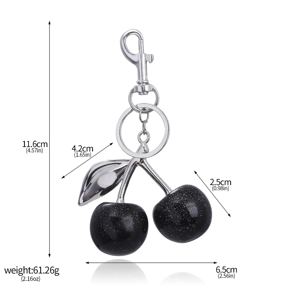 Fashion Delicious Red Cherry Keychain Summer Fruits Cherries Pendant Keyring For Women Men Jewelry Bag Key Accessories Gift image 2