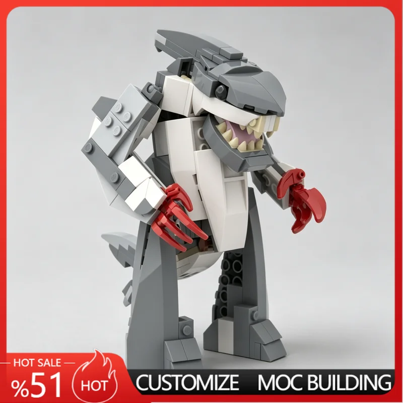 

246 Parts MOC Mutant Shark Creature Model Custom Building Blocks DIY Educational Assembly Toy Collection Birthday Gift For Boys