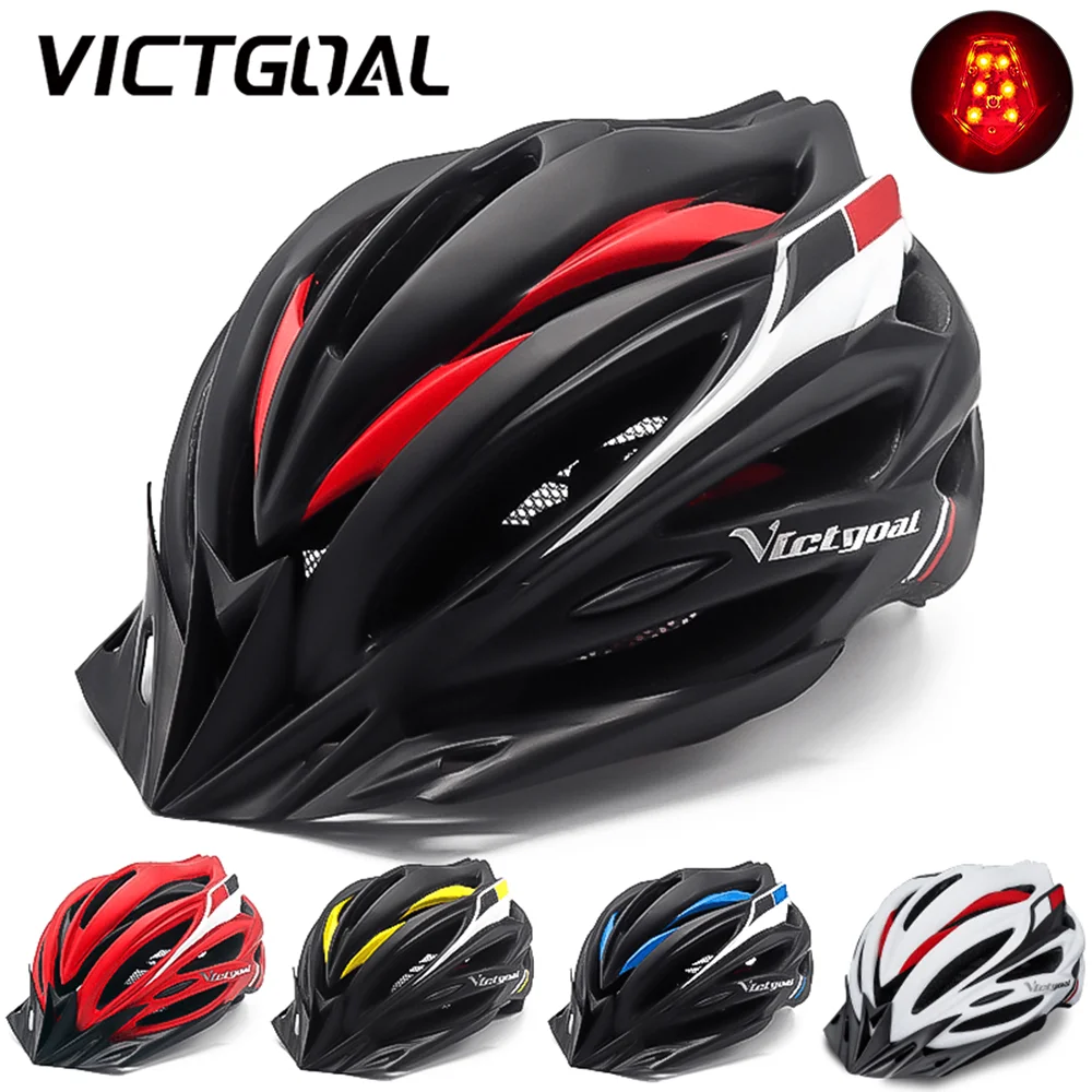 VICTGOAL Bicycle Helmets Matte Black Men Women Bike Helmet Back Light MTB Mountain Road Bike Integrally Molded Cycling Helmets