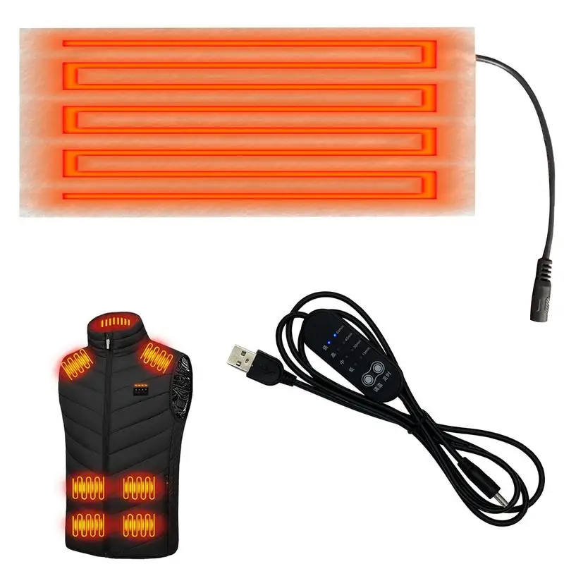 5V USB Fiber Heater Carbon Electric Heated Jacket Soft Cushion Winter Men Vest Heating Clothes Warmer Pads Keep Warm