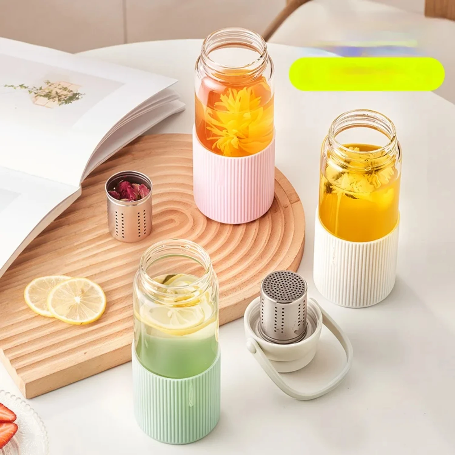 520ML Drinkware Transparent Glass Cup Kitchen Coffee Mug With Lid Scented Tea Filterate Water Bottle Coffeeware Teaware