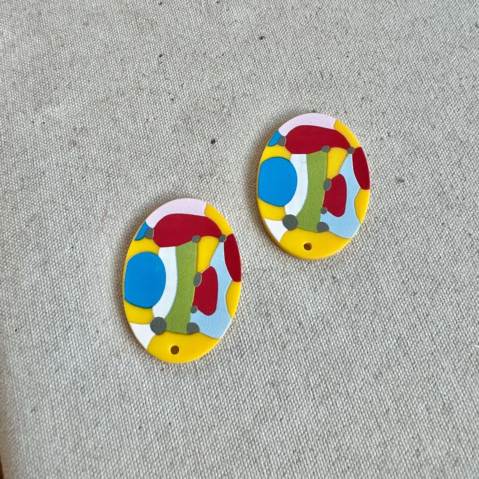 10pcs Handmade Acrylic Jewelry Pendant Charms Ellipse Necklace Earrings Pendant Connectors Diy Jewelry Making Accessories