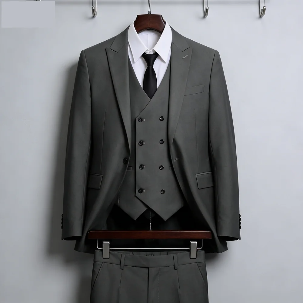 

Jaqueta casual colete calças 3 pçs elegante rosa ternos de casamento para homens fino ajuste notch lapela blazer melhor homem te