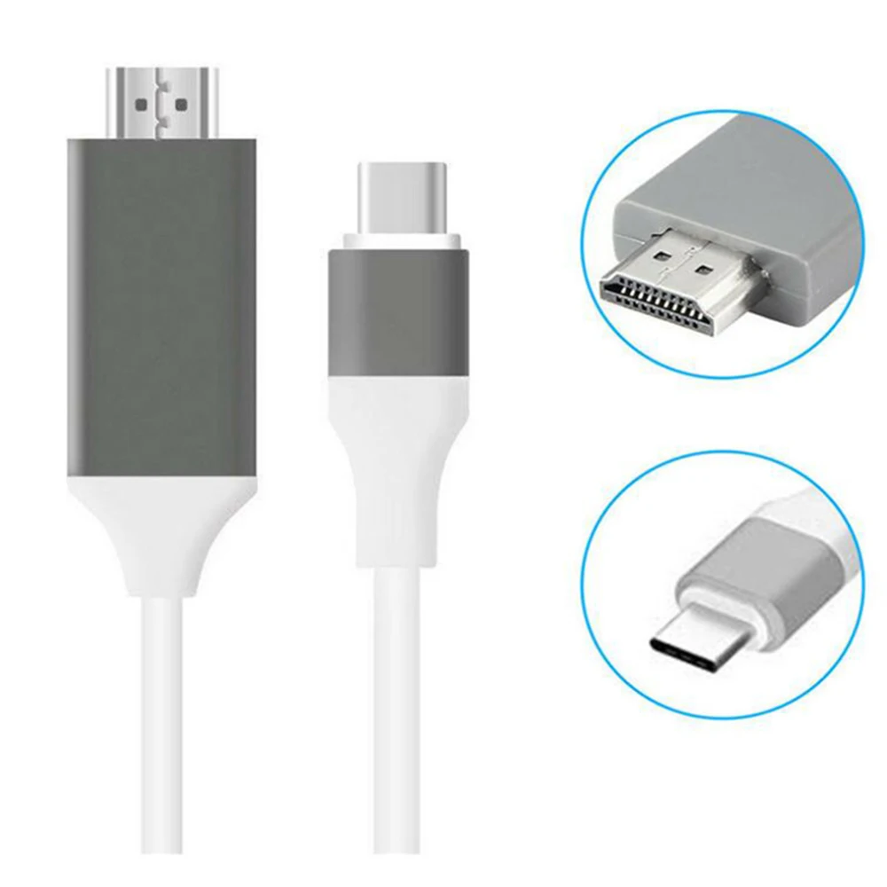 USB 3.1 Type C to HDMI-compatible Cable 4K 1080P Compatible Adapter Cable USB C to HDMI-Compatible for Macbook Line length 2m