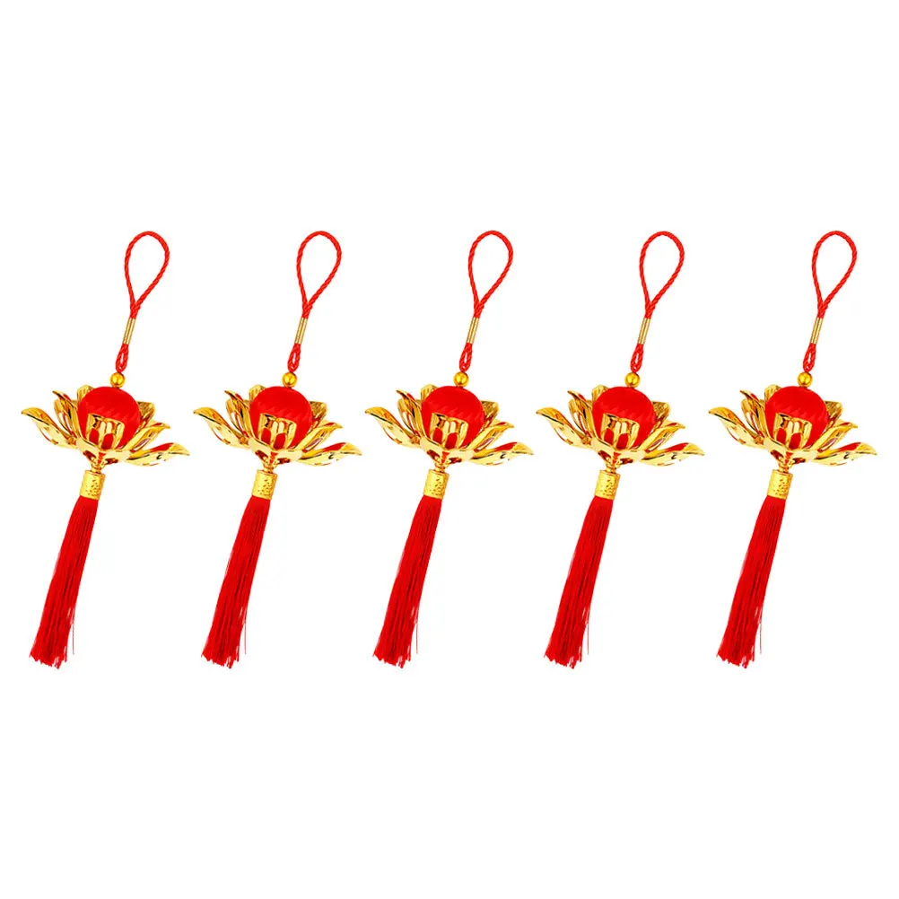 5 قطعة زخرفة معلقة لوتس السنة الصينية الجديدة زينة شرابات حمراء قلادة للمنزل مكتب باب مهرجان لوازم الحفلات #6
