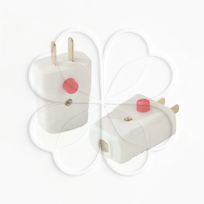 2 Prong Electric Power Plug with On Off Switch Thick Pure Copper Pins Waterproof Shell for Outdoor Camping Power Supply