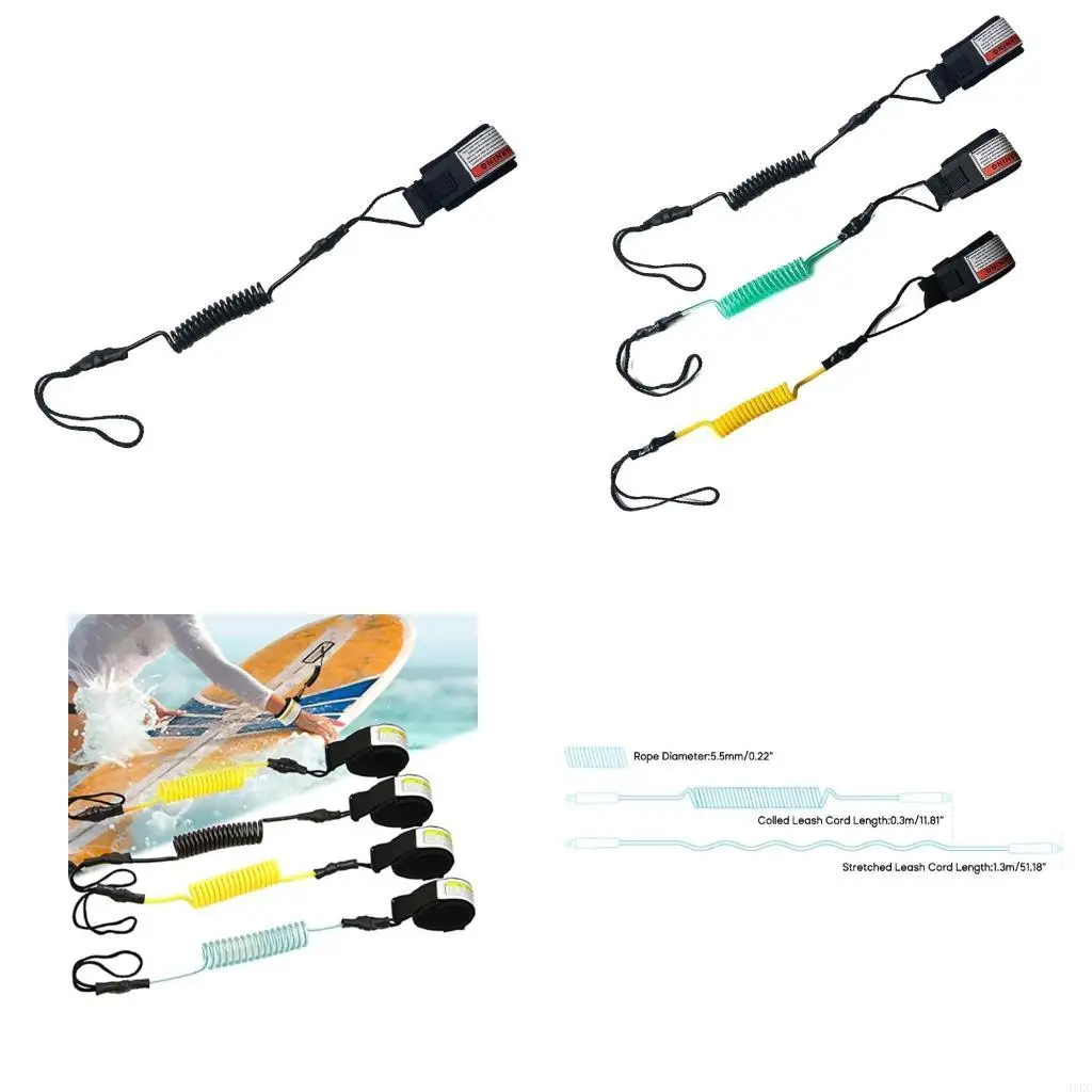 

Coiled Leash Stand-Up Paddle Board Hand Rope Wrist Strap Surfboard Leash for Paddleboard, Shortboard, and Longboards