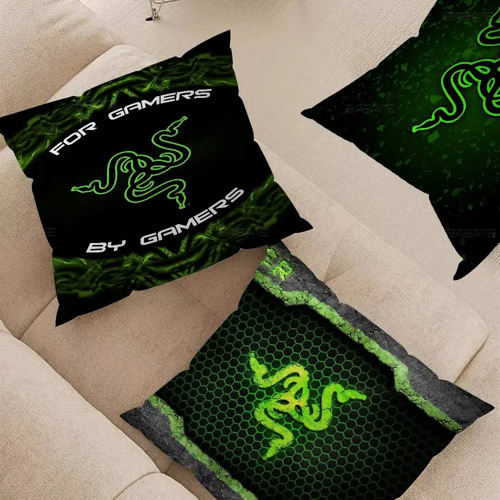 R-RAZER Logo Game Snake Cartoon Lucky Dragon pillow cover sofa cushion cover home room decoration children gift