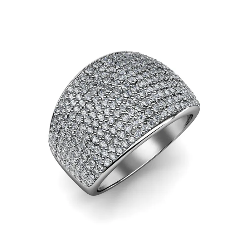 Daisini Великолепное широкое кольцо, украшенное кристаллами премиум-класса от Swarovski для женщин и мужчин, ювелирные изделия в стиле хип-хоп, подарки