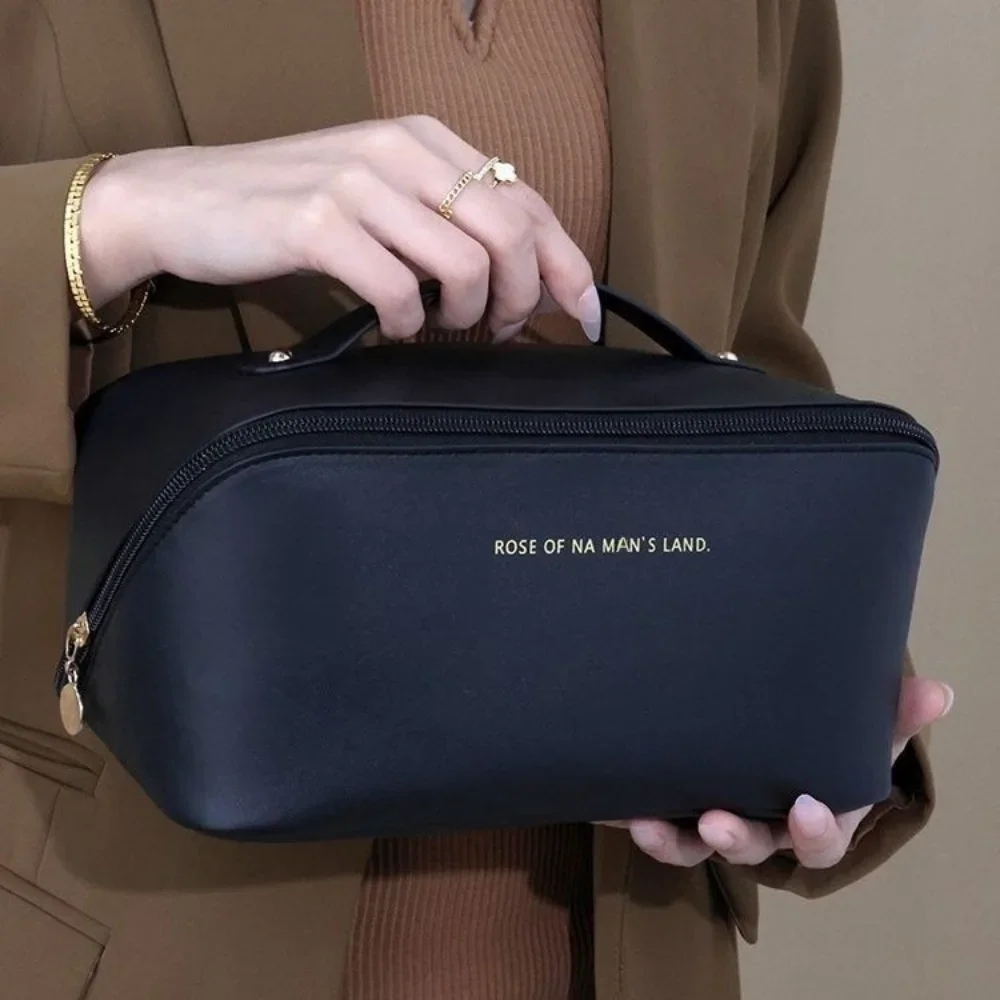 Bolsa de viaje grande para mujer, organizador de maquillaje de cuero, Kit de aseo femenino, estuche de almacenamiento, caja de lujo para mujer