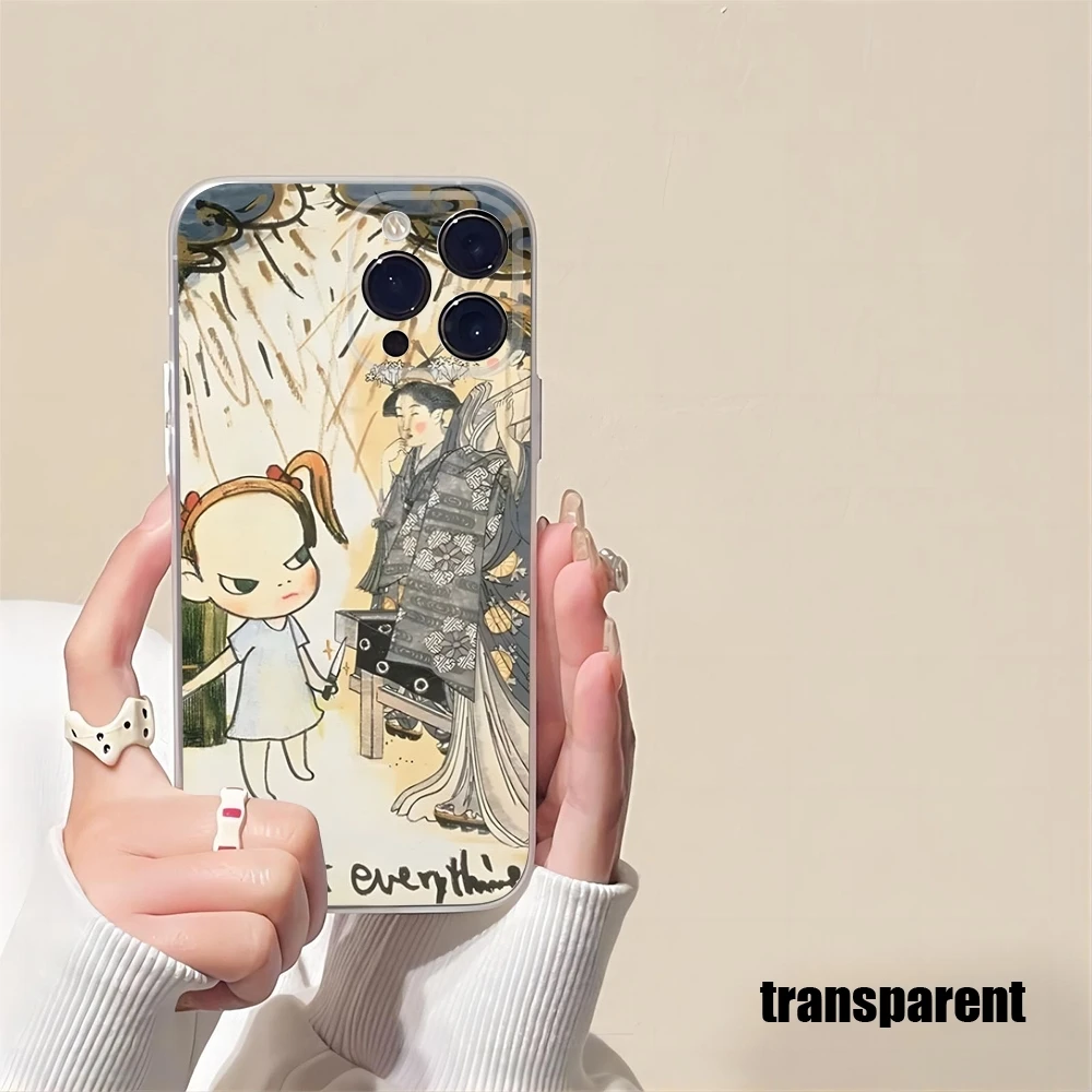 Art Cartoon Aesthetic Yoshitomo Nara Phone Case new For iPhone 15 14 12 13 11 Pro Max Mini X XR XS Max 7 8 Plus transparent