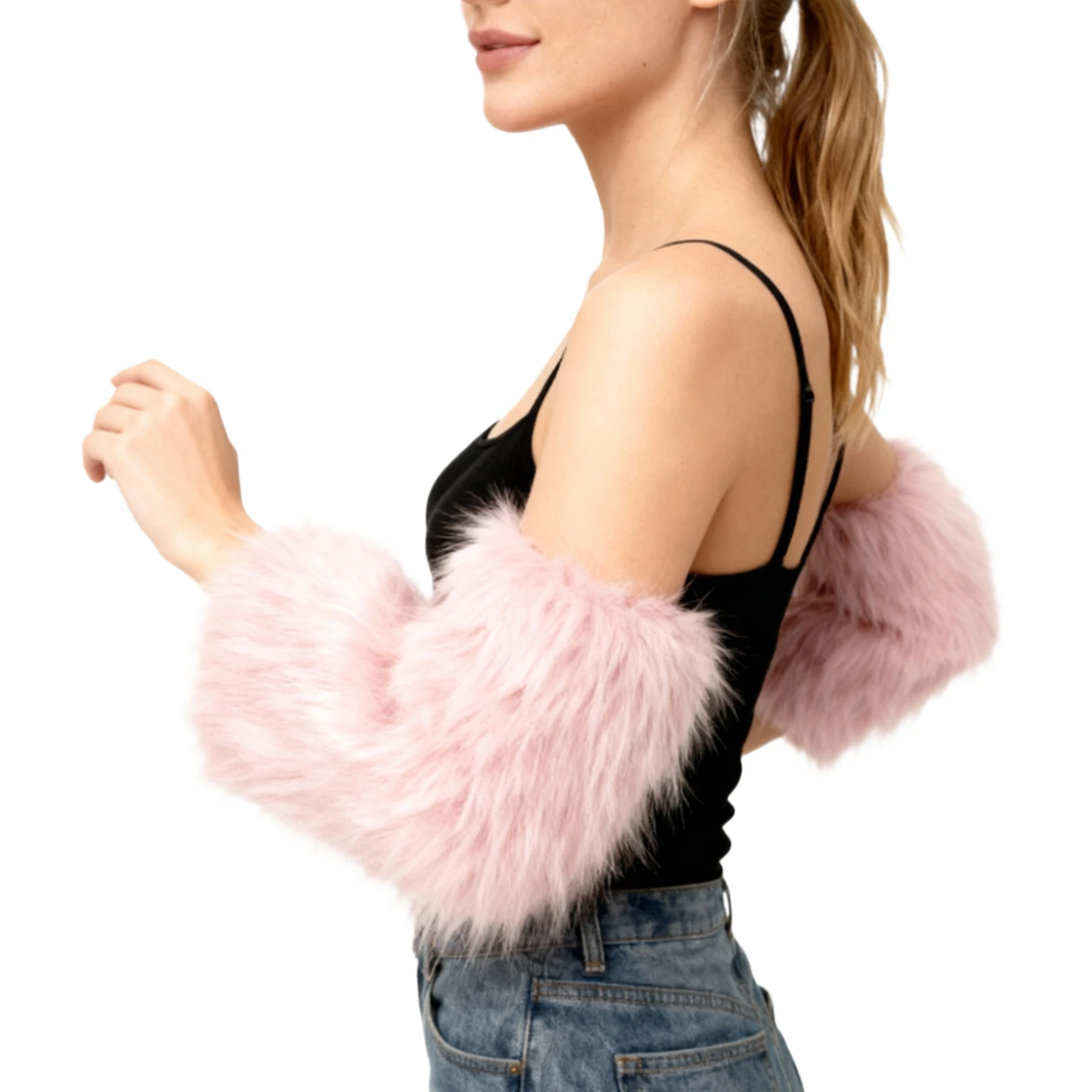 Harajuku Faux Fur Leg Warmers Furry Boot Cuffs Covers Winter Warm Plush Oversleeves Women Halloween Brazilian Carnival Costumes