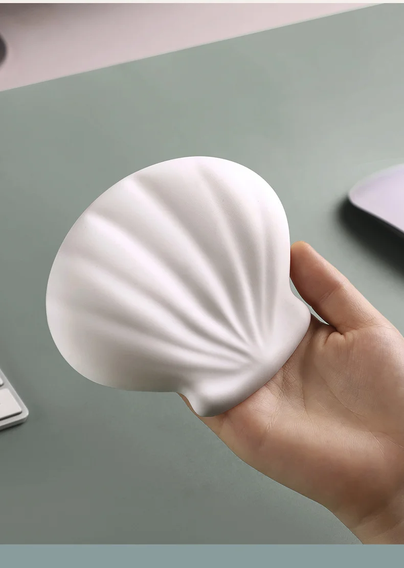 Muschelförmige Silikon-Handgelenkauflage Mauspad Ergonomische Schreibtischunterlage für Büro und Gaming in 5 Pastellfarben – Detail 8