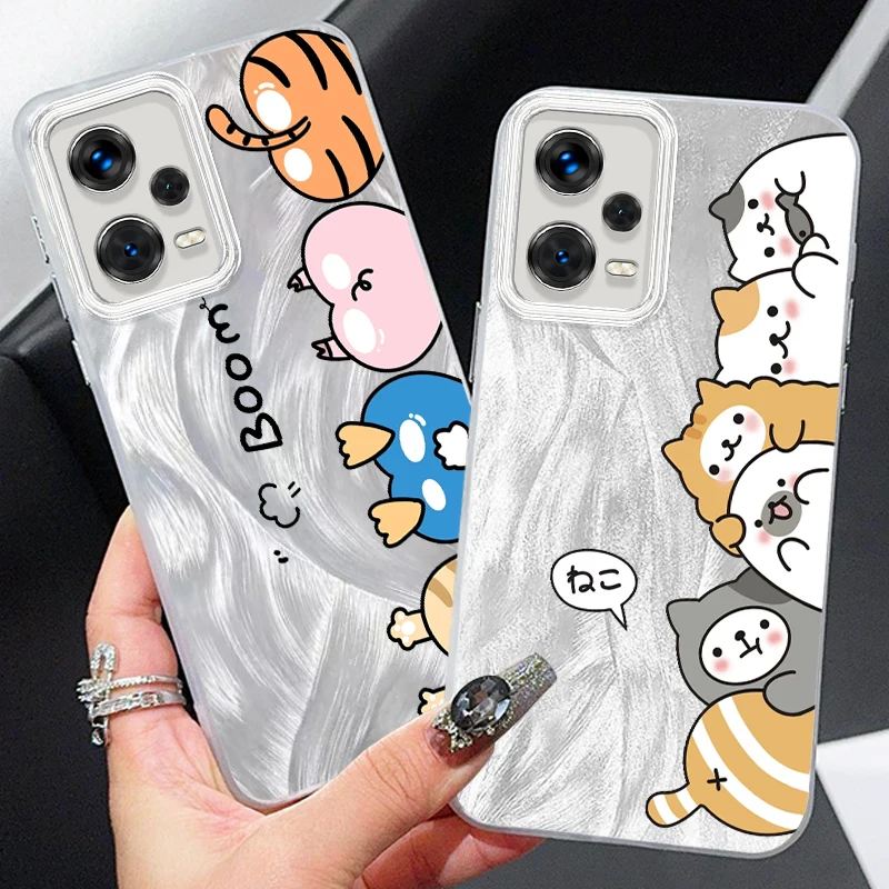 Animal Butts Cute For Xiaomi Redmi Note 13 12 11 11S 10 10S 9 9S 8 Pro Plus Max 5G Feather Yarn Back Phone Case