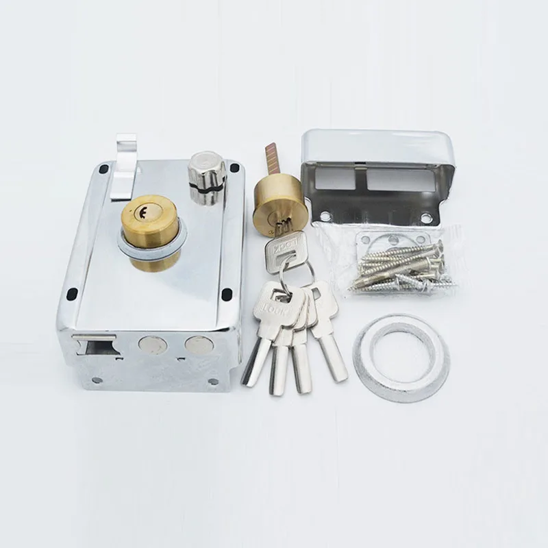 Exterior Iron Door Locks Security Anti-Theft Lock Multiple Insurance Lock Wood Gate Lock Hardware Household Indoor Dormitory