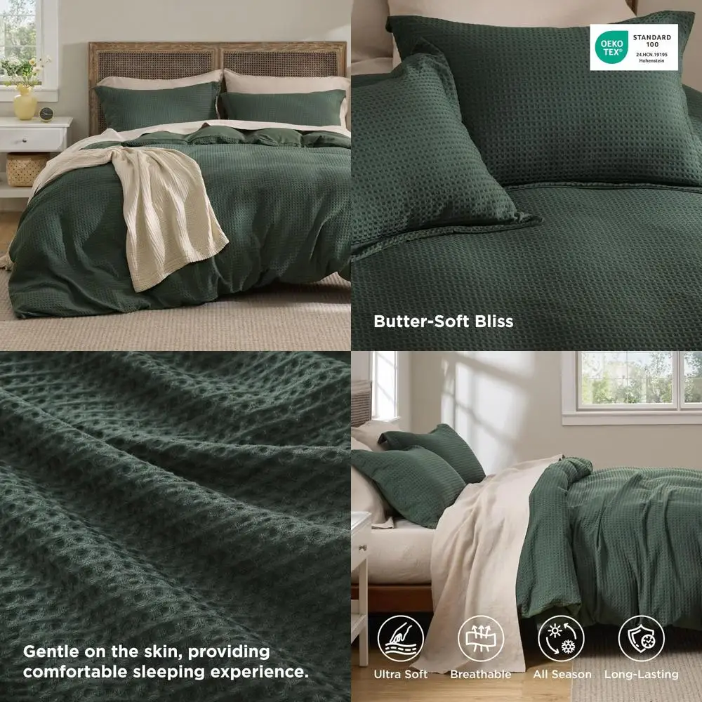 

Роскошный пододеяльник из вафельного плетения King Size — мягкий дышащий комплект постельного белья с подушкой Shams, 104x90 дюймов, плюшевый комфорт для рукава