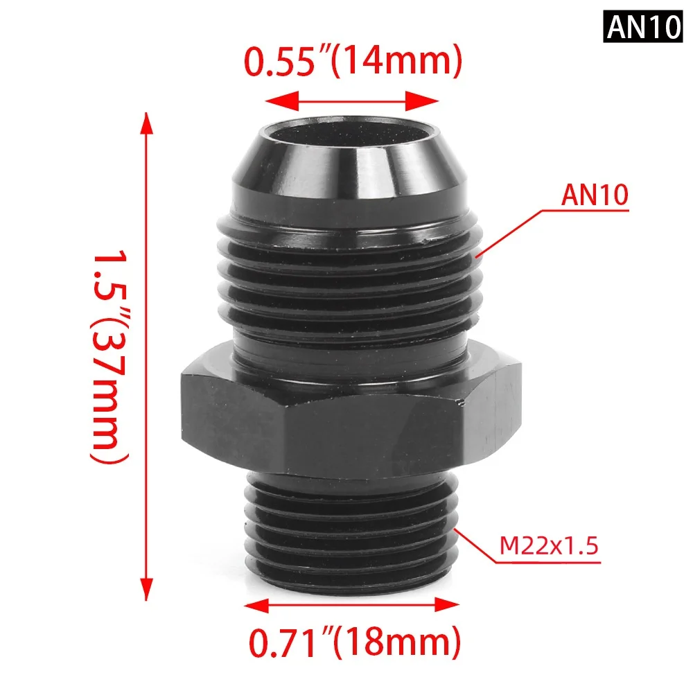 

10AN-22X1.5 Male Fuel Rail Adapter Fitting Aluminium alloy Black