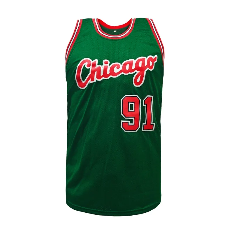 

Men's Chicago Basketball Jersey - Sleeveless Athletic Shirt with No.91, Breathable Loose Fit Training Uniform Sports Apparel