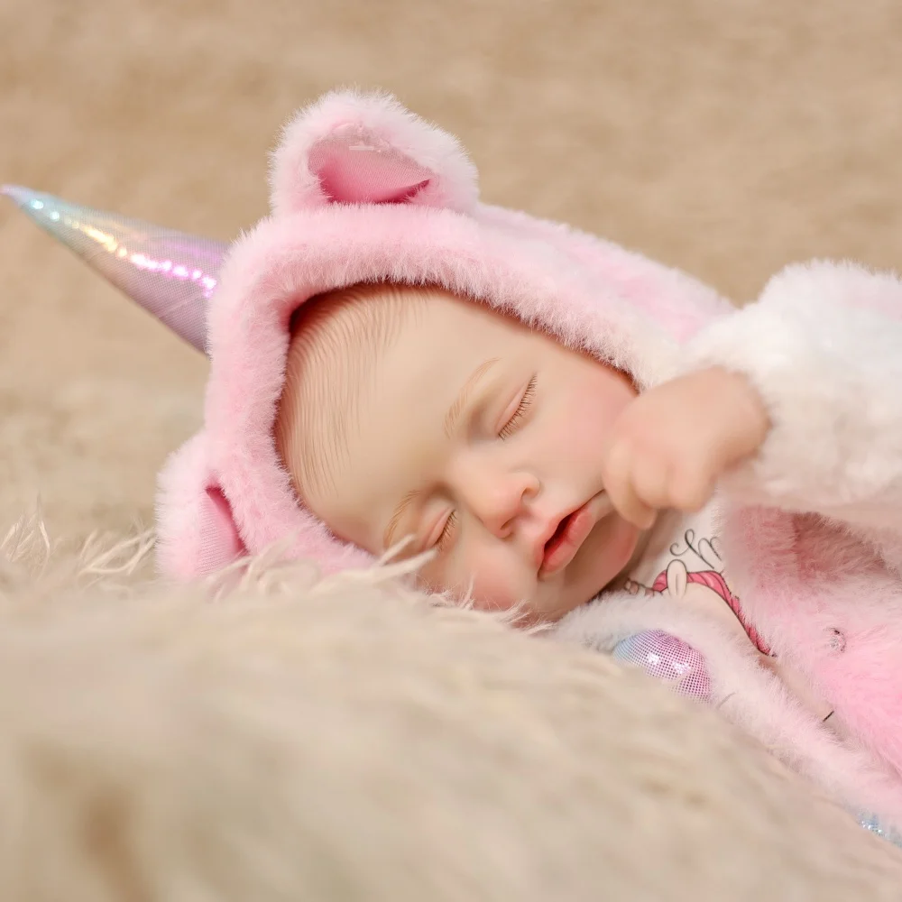 Cloveray 20 inch Full Body Vinyl Realistic Reborn Doll Cute Plush Unicorn Set Vinyl Doll High-quality Handmade Toy Kid Xmas Gift