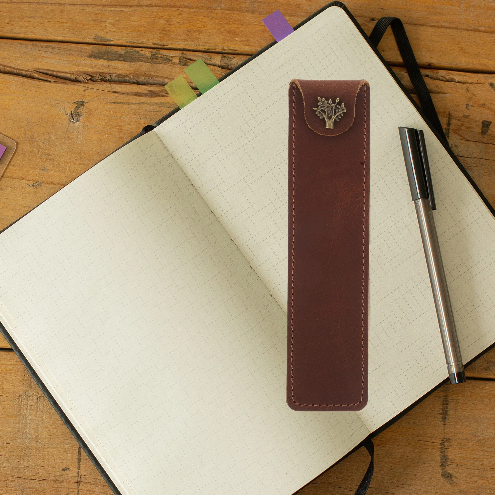 

2pcs Pen Pouch Brown Slim Portable Pencil Sleeve Vintage Organizer Small Storage Case For Pens Pencils Holder