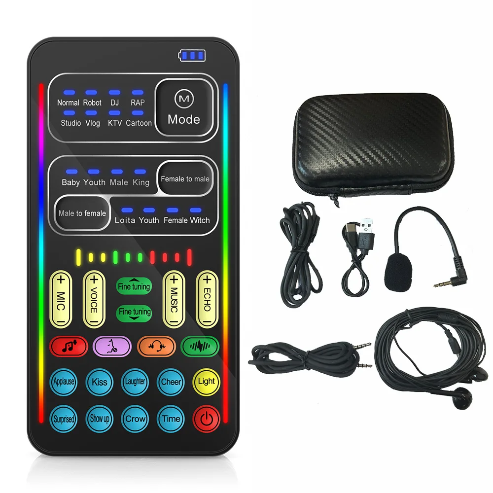 

* Voice Changer Live Sound Cards Audio Mixer For Chatting Singing KTV Electric Sound Shout Microphone Reverberation Voice Chang