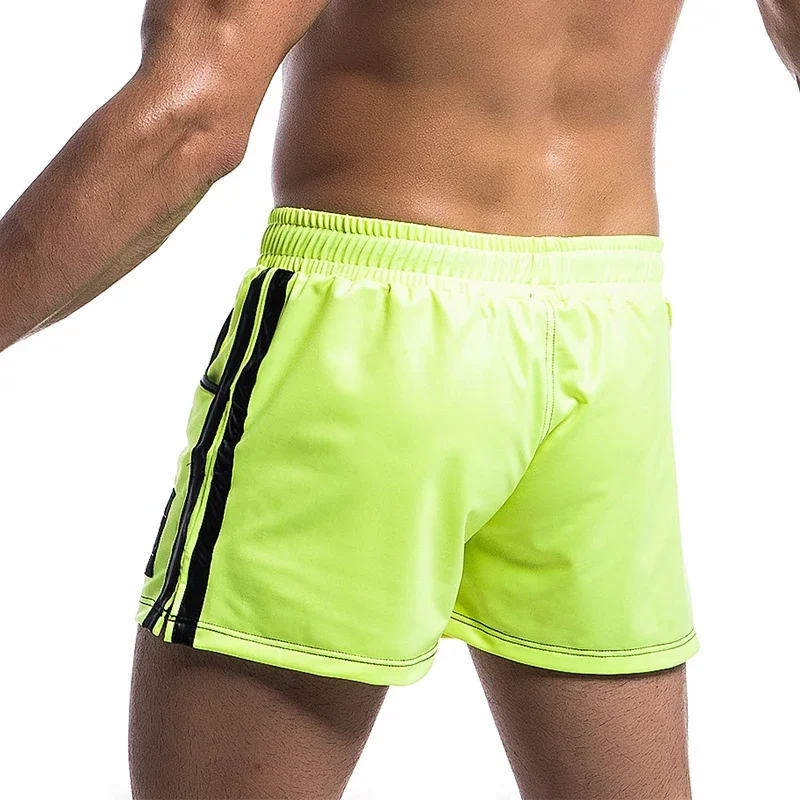 Short décontracté en cuir PU pour homme, séchage rapide, maillot de bain, poche, sport, gym, course à pied, natation, surf